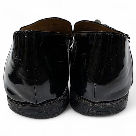 Franco Sarto Black Patent Tassel Loafers Size 10 Classic Chic Slip - Ons Preppy - Picture 3 of 10